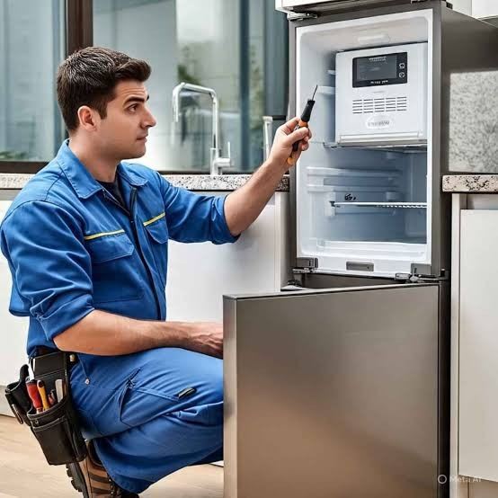 Technician repairing a freezer thermostat